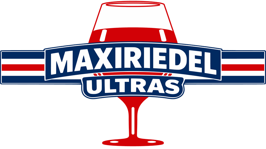 MaxiRiedelUltras — red wine glass wordmark
