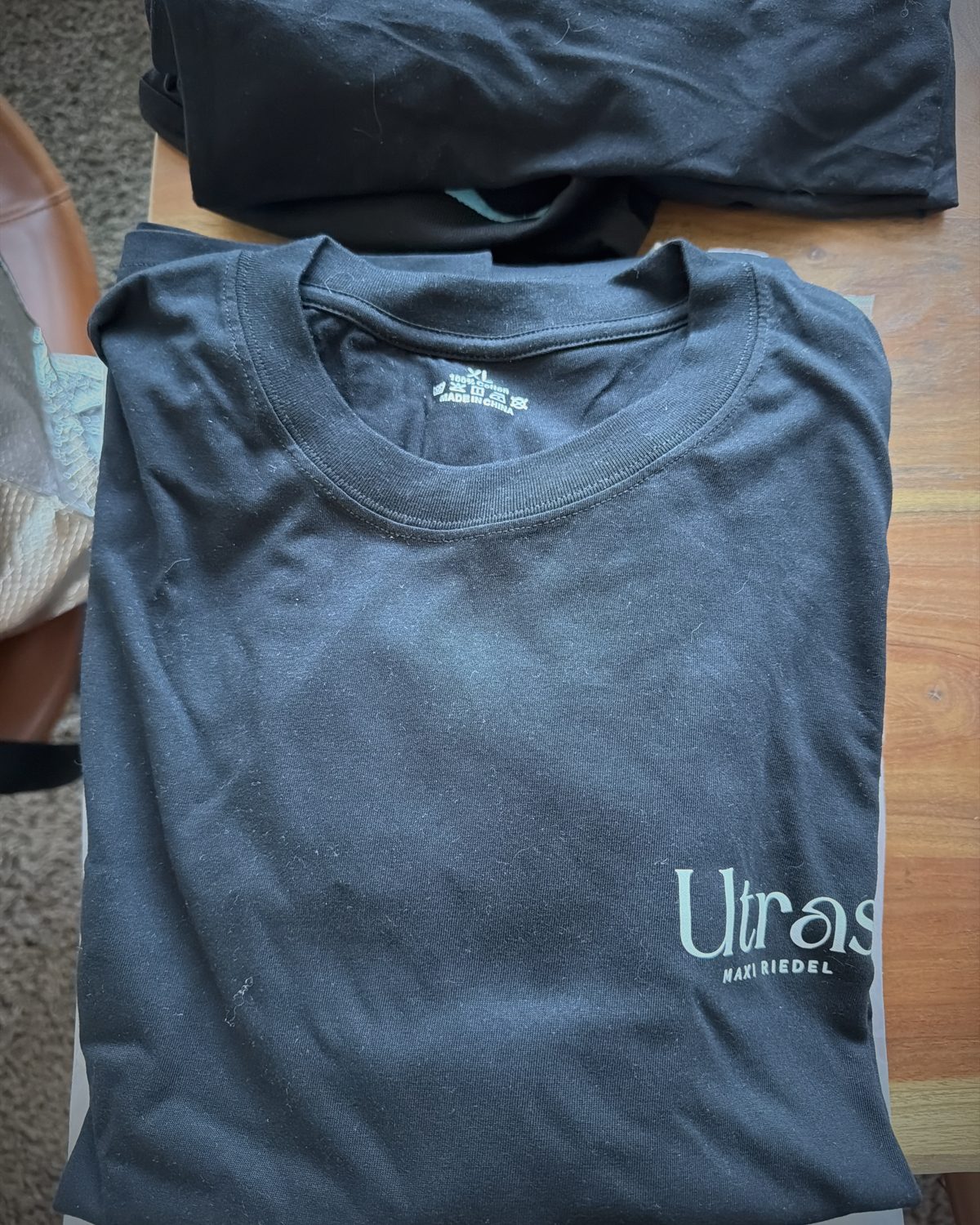 Black T-shirt with Ultras and MAXI RIEDEL printed front and back