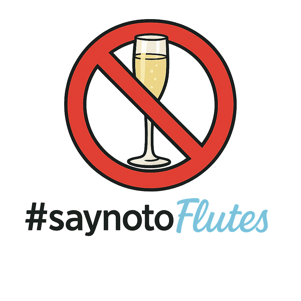 #saynotoflutes — crossed-out champagne flute